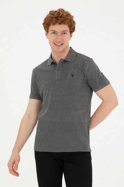 U.S. Polo Assn. Ανδρικό μπλουζάκι με λεπτή εφαρμογή Polo Neck Anthracite Melange Basic 50279573 -vr081