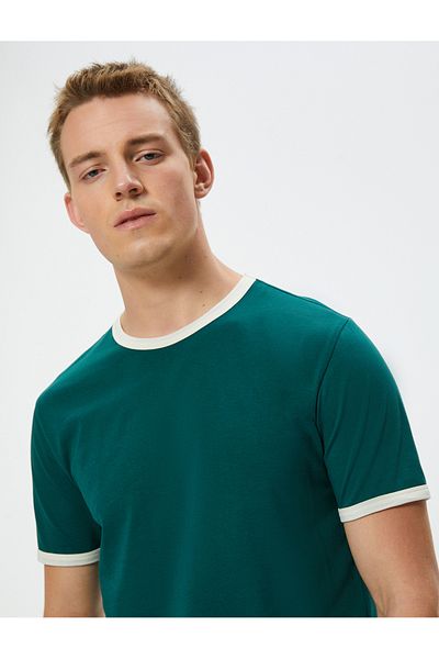 Koton Cotton Slim Fit Crew Neck T-Shirt - Ribbed, Short Sleeve