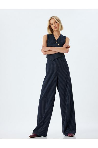 Koton Wide Leg Pocket High Waist Fabric Trousers