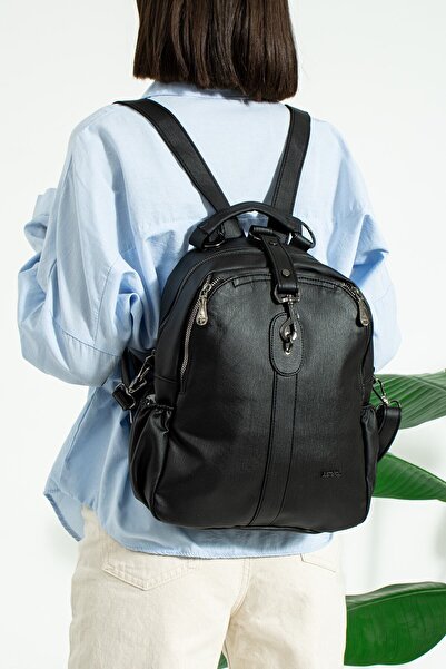 Just Polo JP Women's 9 Compartment Large Backpack Washable Bag Black