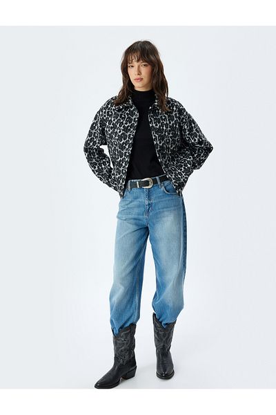Koton Leopard Patterned Pocket Shirt Jacket