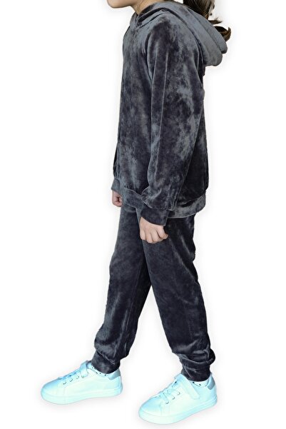 LOVETTI Girl's Anthracite velvet Set - Upper and Lower Set