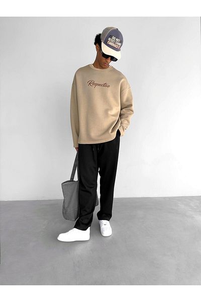 ablukaonline Ανδρικό φούτερ Oversize Respective Καφέ