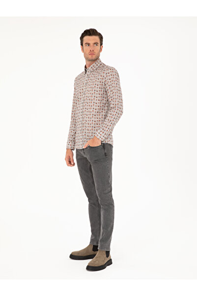 Cacharel Gri Slim Fit Uzun Kollu Gömlek 50239717-VR024