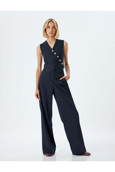 Koton Wide Leg Pocket High Waist Fabric Trousers