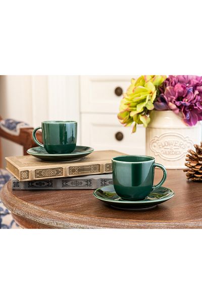 Madame Coco Morane 2-Person Coffee Cup Set - Green - 90 ml