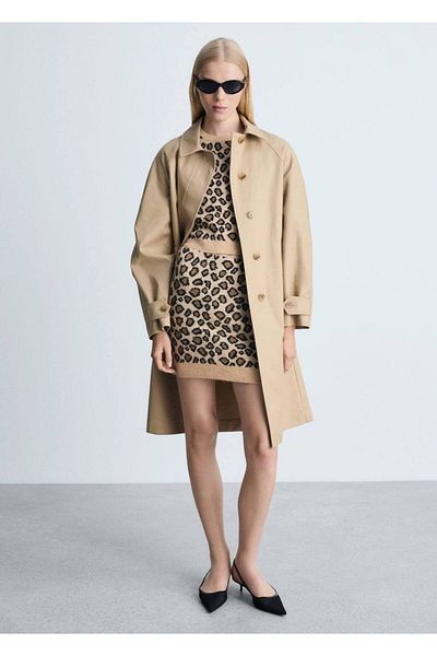 MANGO Woman Leopard Woven Skirt