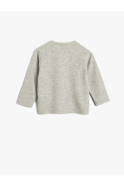 Koton Round Neck Knitwear Sweater - Button Detailed, Long Sleeve