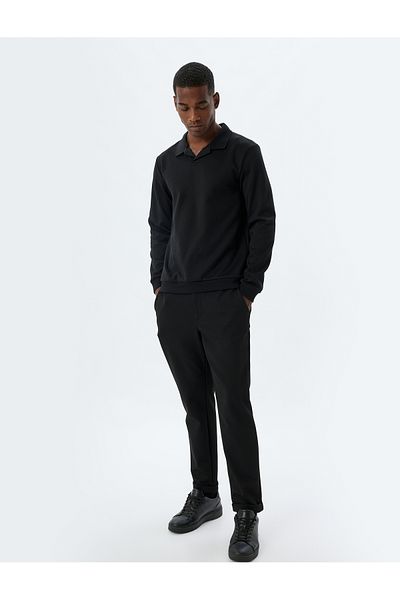 Koton Langärmliger Box-Polo-Kragenpullover aus Baumwollmischung