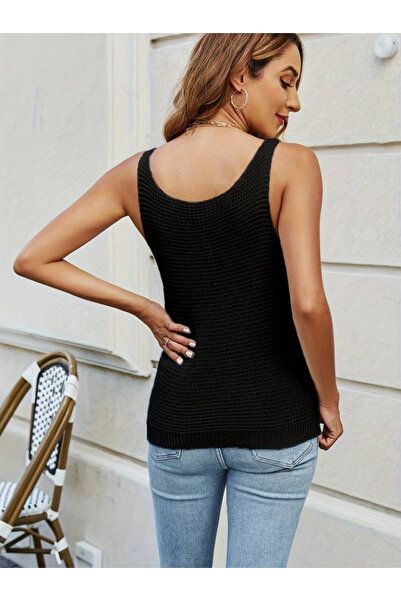 JANES Дамска блуза с V-образно деколте и без ръкави