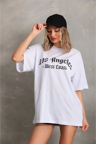 JANES Λευκό μπλουζάκι Unisex Oversize με στάμπα