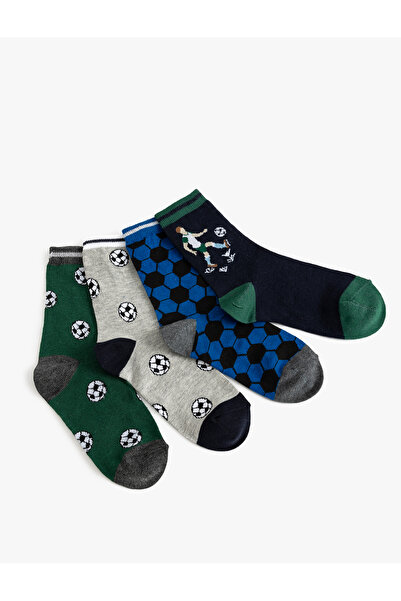 Koton Комплект чорапи с футболна тематика от 4 части