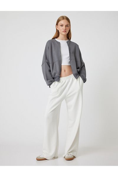 Koton Vyvýšená oversize mikina na zip s prošíváním