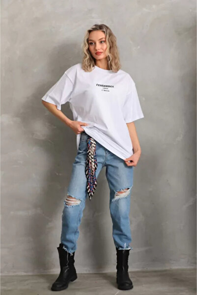 JANES   Unisex Printed Oversize T-Shirt - White