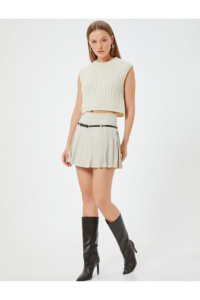 Koton Patterned Round NecK Short Hair Knitted Sweater