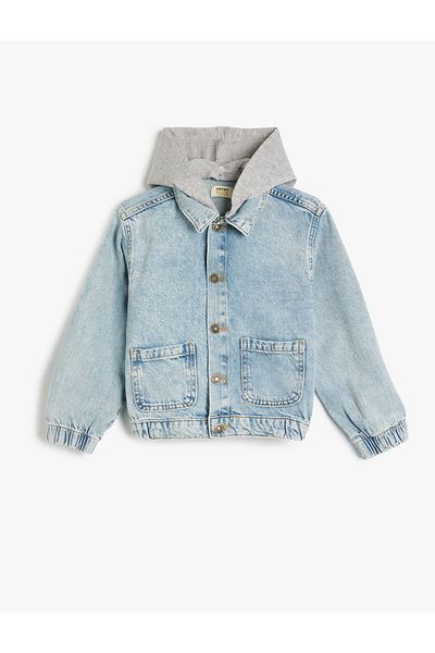 Koton Hooded Pocket Cotton Bomber Jeans Jacket