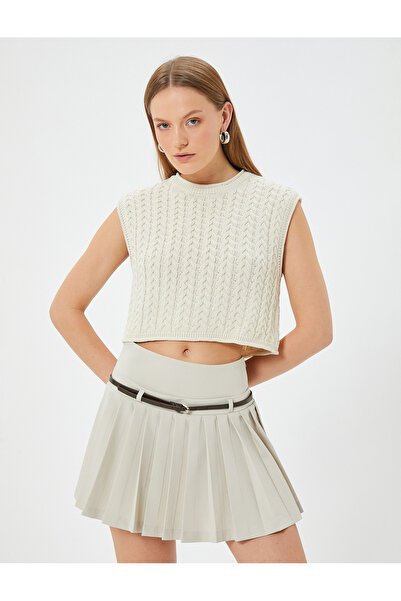 Koton Patterned Round NecK Short Hair Knitted Sweater