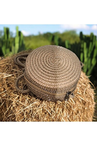 Özel Tasarım Mini Boy Hasır Çanta Yuvarlak