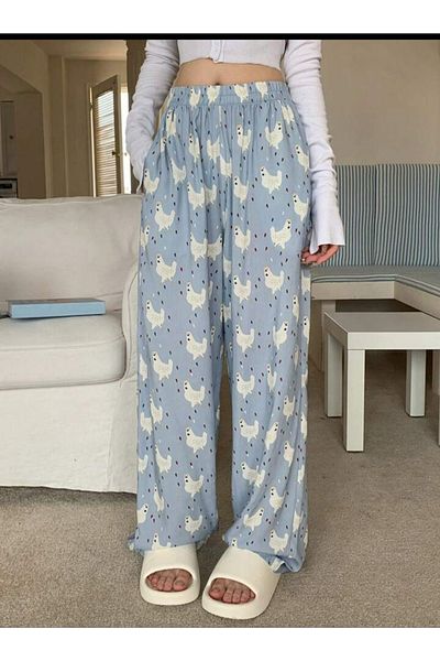 eyonnwear Partea de jos de pijama unisex cu model animal cu pantaloni largi