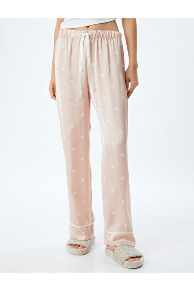 Koton Locker sitzende, gepunktete Satin-Pyjamahose