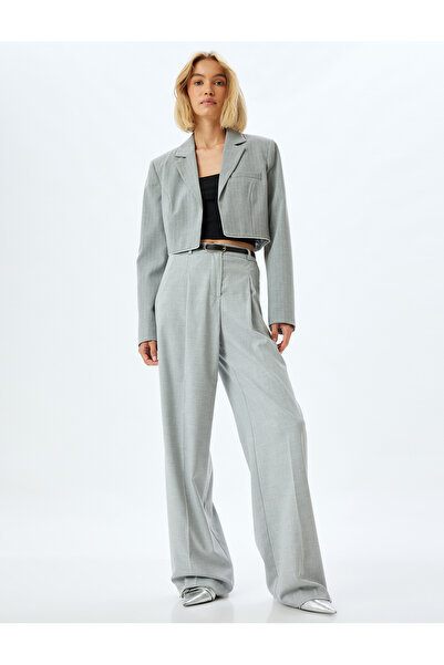 Koton Yüksek Bel Cep Detaylı Viskon Karışımlı Kumaş Palazzo Pantolon