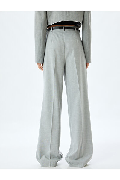 Koton Yüksek Bel Cep Detaylı Viskon Karışımlı Kumaş Palazzo Pantolon