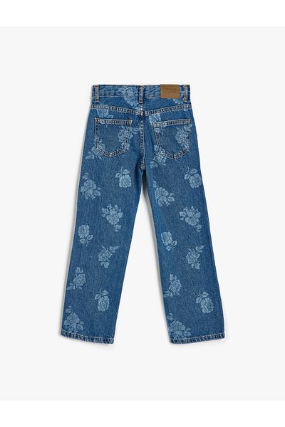 Koton Blume gedruckt Tasche detaillierte Baumwolle Indigo Mädchen Jean Hose 5wkg40097ad
