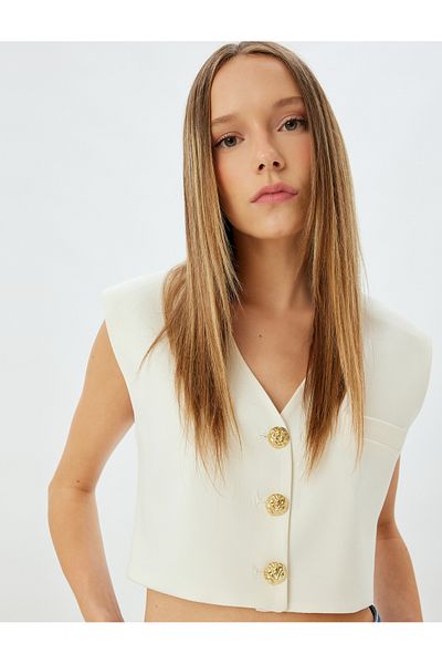 Koton Ecru Women's Vest 5Wak20016Pw