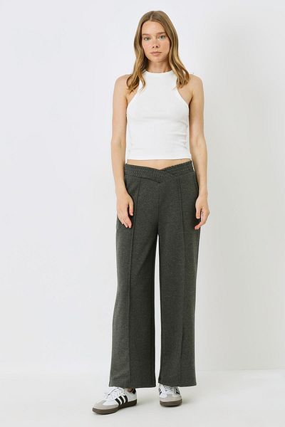 C&City Jogginghose mit hoher Taille und weitem Bein 747 – geräuchert