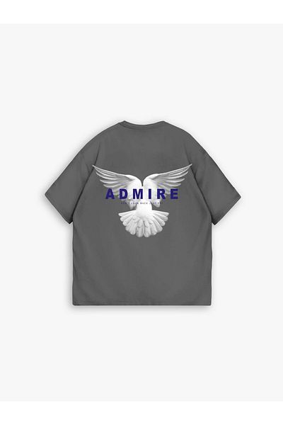 ablukaonline Γκρι ανδρικό μπλουζάκι Oversize - με υφή και στάμπα