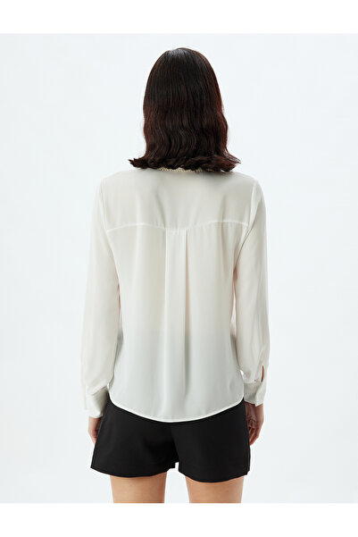 Koton Gyöngy nyakú ing hosszú ujjú krepp szövet