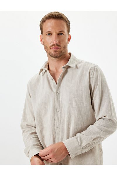 Koton Long Sleeve Textured Cotton Regular Fit Shirt