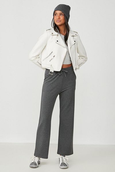 C&City Anthracite Wide Leg Flared Leg Sweatpants - 736