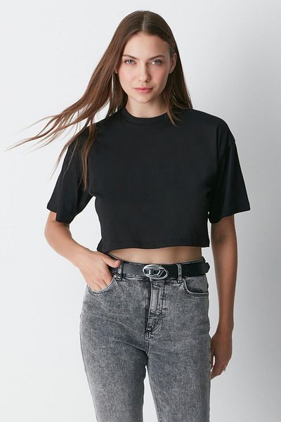 C&City Black Crop T-Shirt Σετ 2 ατόμων - Crew Neck 959