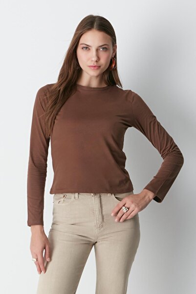 C&City Μπλουζάκι Basic μακρυμάνικο με λαιμόκοψη 2 Pack - 955 Μπεζ/Καφέ