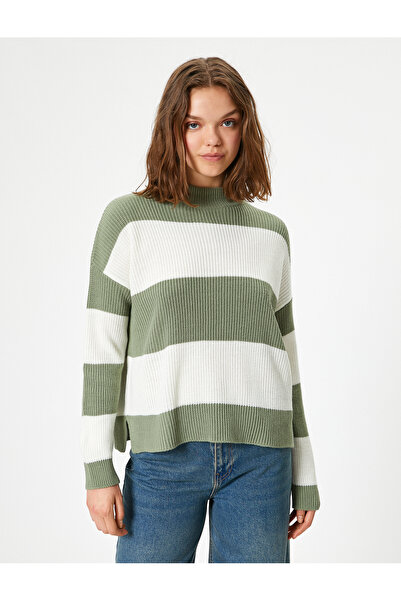 Koton Πλεκτό μακρυμάνικο πουλόβερ με γιακά