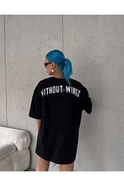 MEKs Unisex Crew Neck Printed Oversize T-Shirt - Black