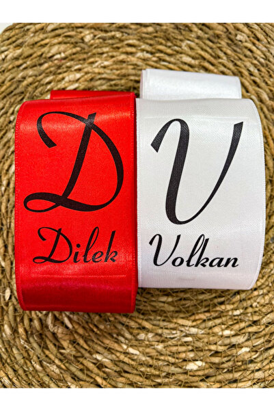 imzatasarım Kişiye Özel Harf ve İsim Baskılı Takı Kurdelesi 2 metre 2 adet (T...