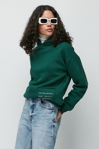 C&City Bedrucktes, langärmliges, dickes Sweatshirt mit Kapuze 952 Grün