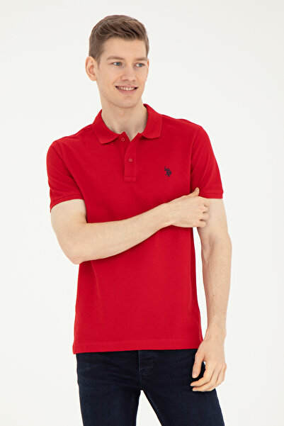 U.S. Polo Assn. Men's Slim Fit Polo Neck Red Basic T-Shirt 50279573-Vr213