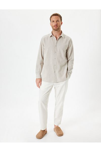 Koton Long Sleeve Textured Cotton Regular Fit Shirt