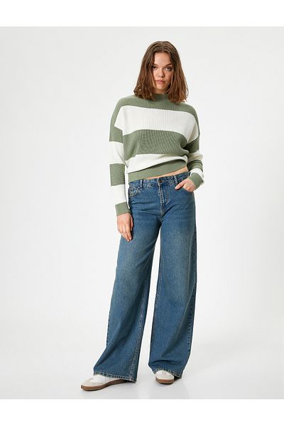 Koton Knitwear Stand Collar Long Sleeve Sweater