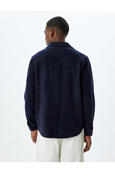 Koton Довгий рукав з кишенею Сорочка Детальна бавовняна суміш Регулярний крій