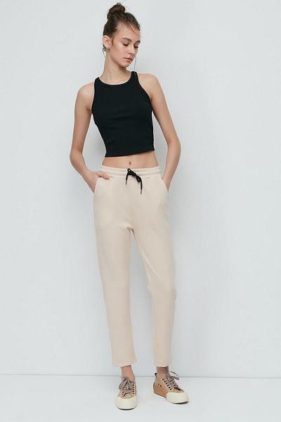 C&City Straight Leg Sweatpants 801 Cream