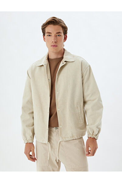 Koton Cotton Oversize Denim Shirt - Pocket Detail and Waist Tie