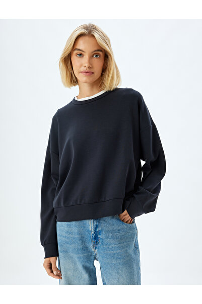 Koton Φούτερ με μακρυμάνικο Modal Blended Basic με λαιμόκοψη