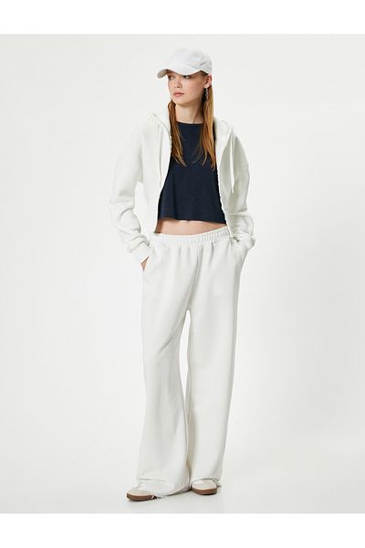 Koton Asymmetric Cut Hooded Sweatshirt - Zippered, Three Thread Raster, Slim Fit