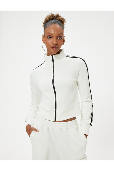 Koton Φούτερ Crop με γιακά με φερμουάρ