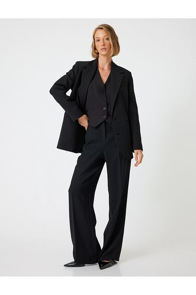 Koton Fabric Oversize Trousers Wide Leg Standard Waist Pocket
