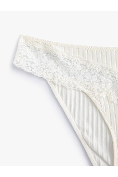 Koton High Waist Hipster Panties Lace Ribbed Modal Mixed